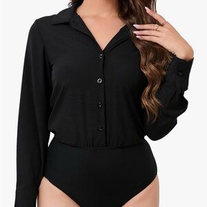 Black Long Sleeve Button-Up Bodysuit- New/ Unworn